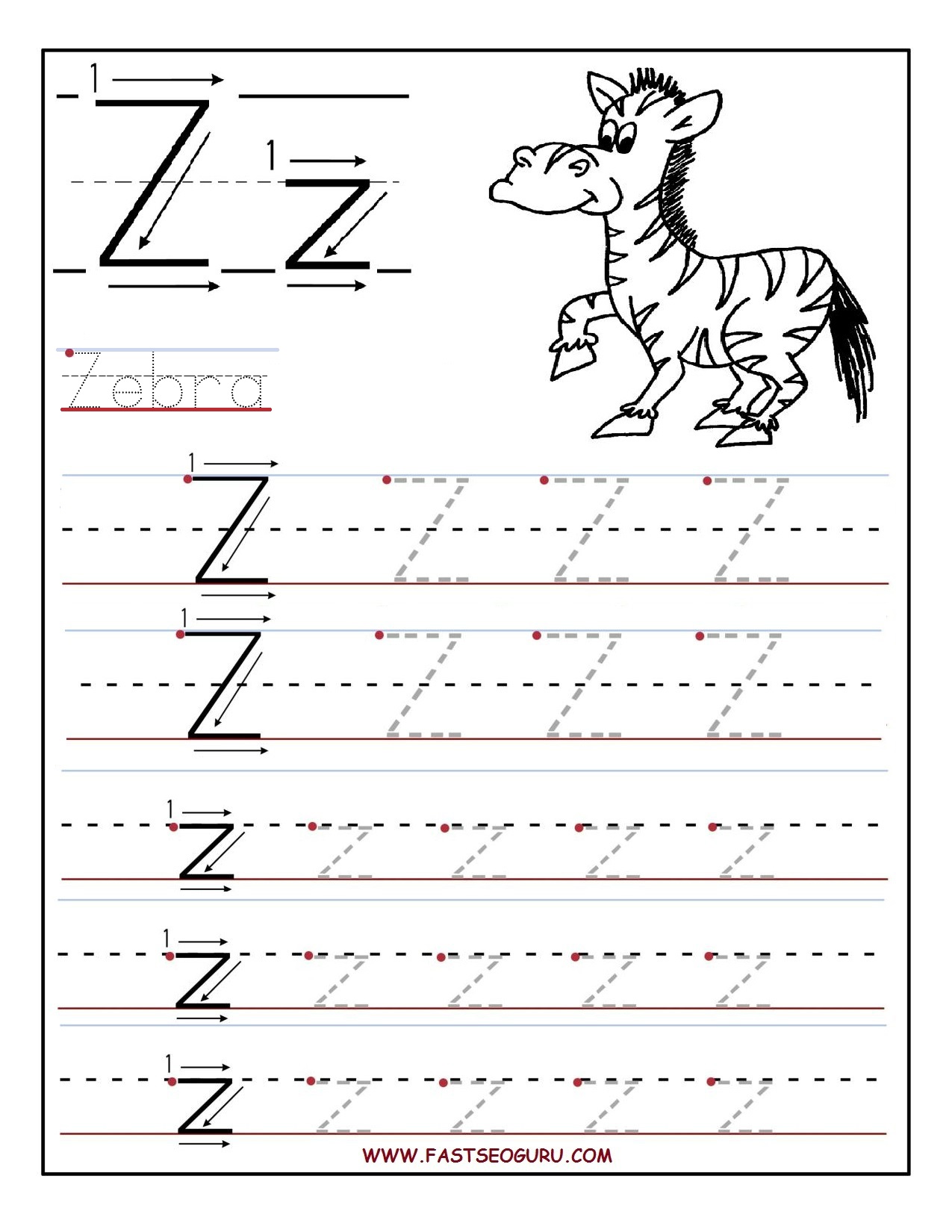 Letter Z Tracing Pages